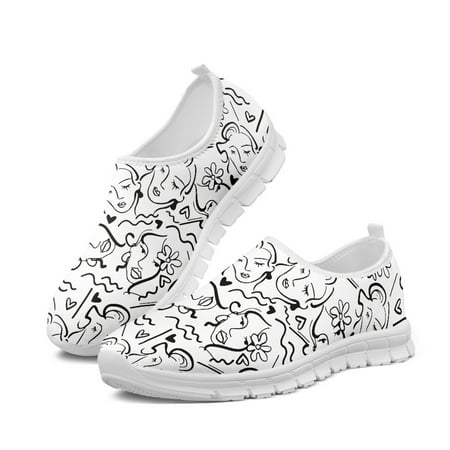 Women Flat Shoe Cartoon Drawing Casual Walking Confort Breathable Sneakers Breath Mesh Shoes Girl Loafers