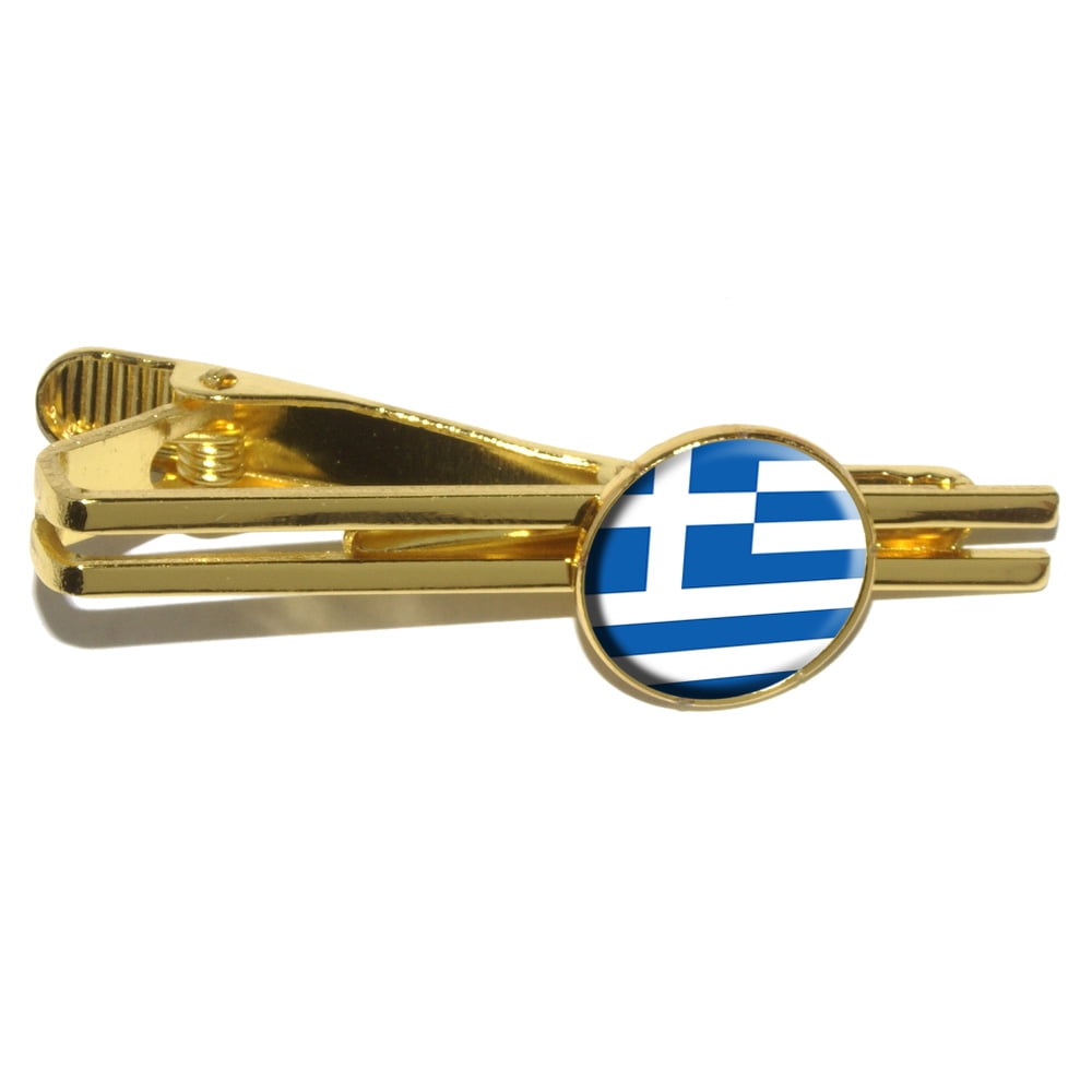 Greece Greek Flag Round Tie Clip by Graphics and More