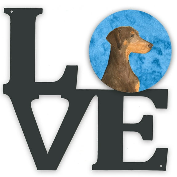 Blue Doberman Metal Wall Artwork LOVE