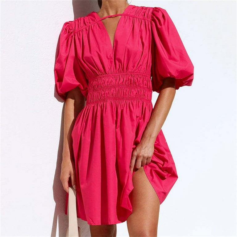 RIQIANTUYU Overnight Shipping Items Prime Dressy Dresses For Women Boho Dress Red Babydoll Dress Bustier Dress Coquette Dresses Maxi Dress Wedding