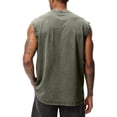 thumbnail image 4 of Men's Casual Retro Washed Muscle Tee Men's Round Neck Cotton Sleeveless Tank Top Men's Loose Fit Gym Vest, 4 of 4