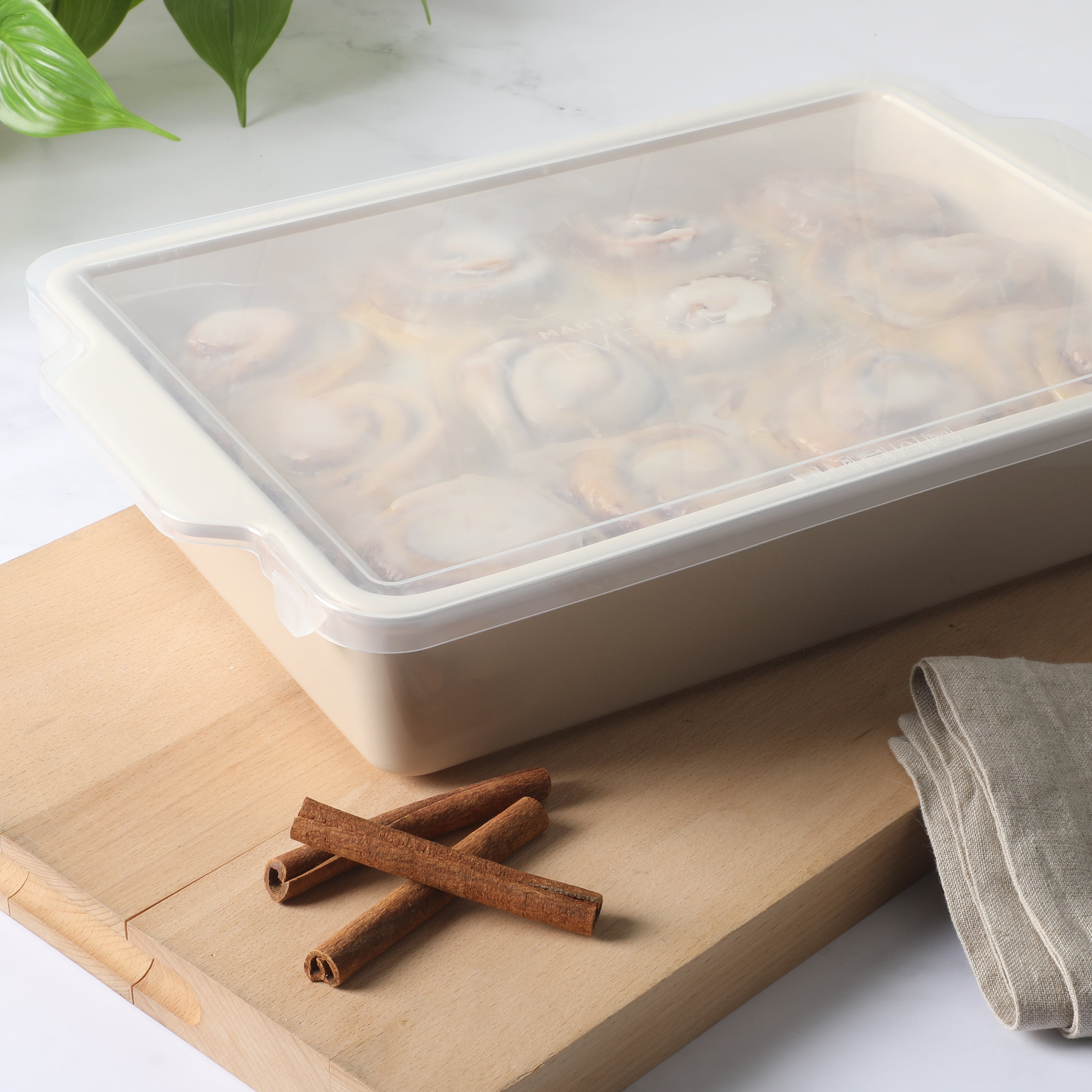 Martha Stewart Everyday Tilden 9" x 12" Stoneware Casserole Baker with Lid, Taupe