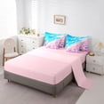 thumbnail image 5 of Castle Fairy Cute Pastel Beach Shore Scene 7-Piece Twin Bedding,Seashell Crab Wave Kids Pattern Bedding Comforter Set,Pink Cyan,Pink Reversible, 5 of 7