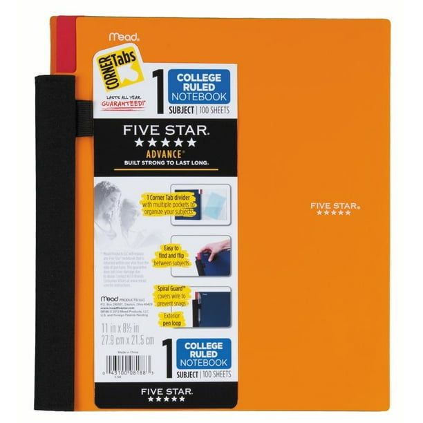 Five Star Advance 1 Subject Notebook,Orange