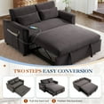 thumbnail image 5 of Lunale Convertible Sofa Bed with USB, 55" Loveseat Sleeper for Living Room, Apt, Gray Velvet, 5 of 10