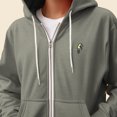 thumbnail image 5 of Dalix Lightning Bolt Glow in the Dark Embroidered Zip Hoodie Fleece Long Sleeve Pocket Warm Soft Mens in Heather Stone M Medium, 5 of 5