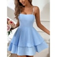thumbnail image 2 of Women's Spaghetti Strap Tie-Back Skater Mini Dress – Tiered Ruffle A-Line Fit  Flare Party Dress Cute Sexy Short Summer Outfit, 2 of 6