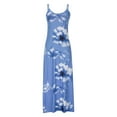 thumbnail image 4 of Wycnly Womens Dresses Casual Loose Swing Tunic Spaghetti Strap Long Sundress Fashion Flower Print V-Neck Sleeveless Maxi Summer Dress Blue XL, 4 of 7