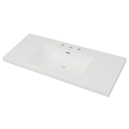 Christopher Knight Home 48" Resin Basin Vanity Top, Bathroom Sink with 3 Faucet Holes, White