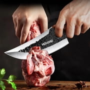 MDHAND 4-Piece Butcher Knife Set, High Carbon Stainless Steel, Wooden Handle, with Sheaths and Sharpening Rod