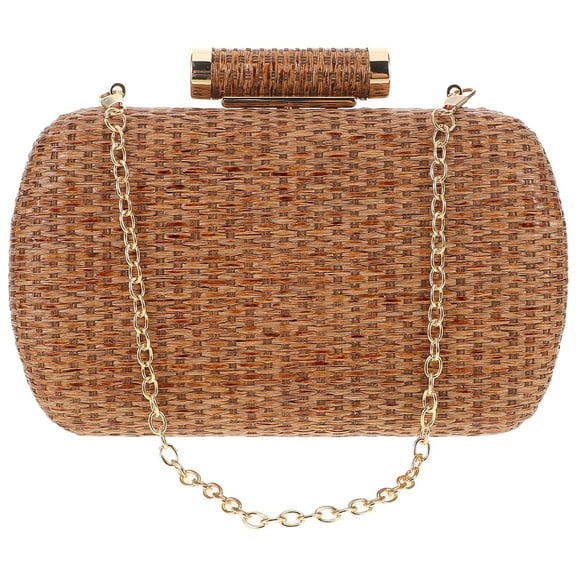 STRANDCHIC Women Woven Handbag Rectangular Shape Brown 1Pack