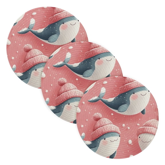 BZSMCE Mats for Pots,Pans Place Design Cut Blue Whale Simple Style Pattern Pot Mats