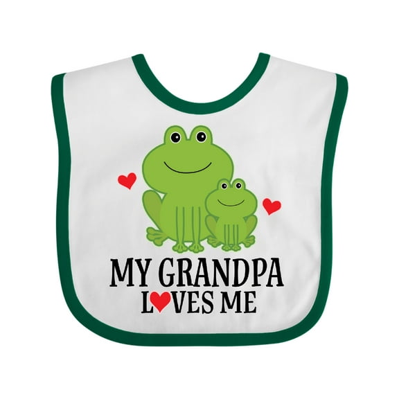 Inktastic Grandpa Loves Me Frog Boys or Girls Baby Bib