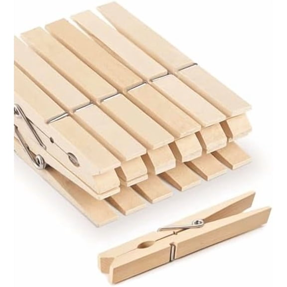 Large Clothes Pins Wooden Clothespins, 4 Inch 12 Pack Heavy Duty Outdoor Pegs, Clothing Hanging Laundry Close Pin Chip Clips Cheer Pins for Bags Photo Picture Artwork Crafts Display