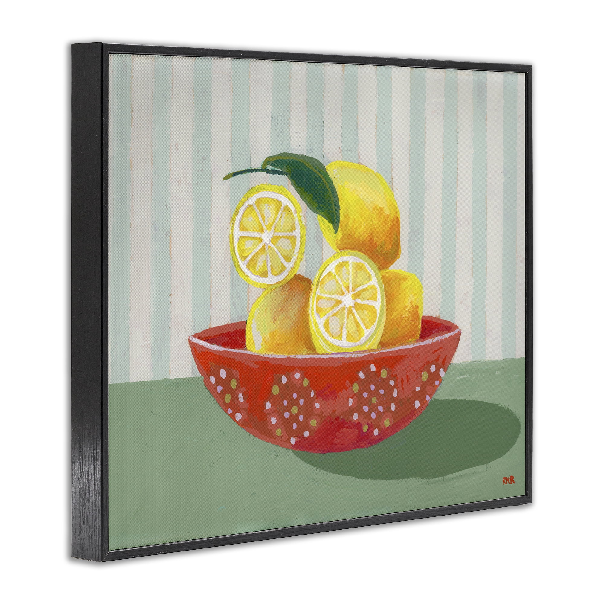 Stupell Industries Sunny Lemons in Red Bowl Black Framed Giclee Art, design by Rachael Reese
