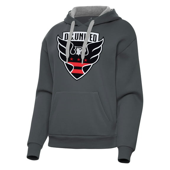 Women's Antigua Charcoal D.C. United Victory Pullover Hoodie