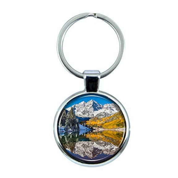 Colorado Keychain with Epoxy Dome and Metal Keyring