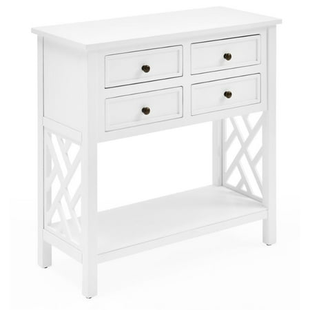 Alaterre Coventry 32"W White Wood Console Table with 4-Drawers