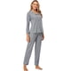 thumbnail image 2 of Pijama de manga larga de algodón de color sólido, traje de ropa de casa de corte ajustado para mujer, 2 of 5
