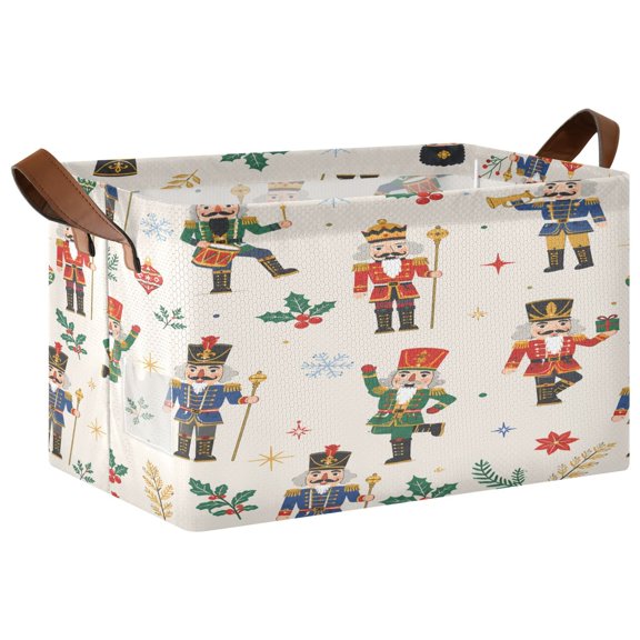 Nutcracker Foldable Storage Large Fabric Storage Baskets Organizer Storage Bins with Handles for Shelves
