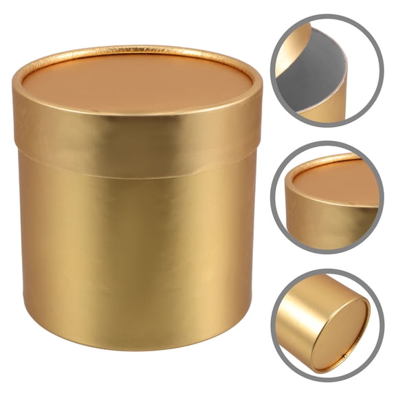 GETAJGHSD Portable Round Golden Flower Holder Box with Lid for Stylish Present Packaging