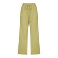 thumbnail image 5 of Women Comfortable High Waisted Wide Leg Pants Drawstring Elastic Trousers Comfy Straight Leg Long Pants With Pockets, 5 of 5