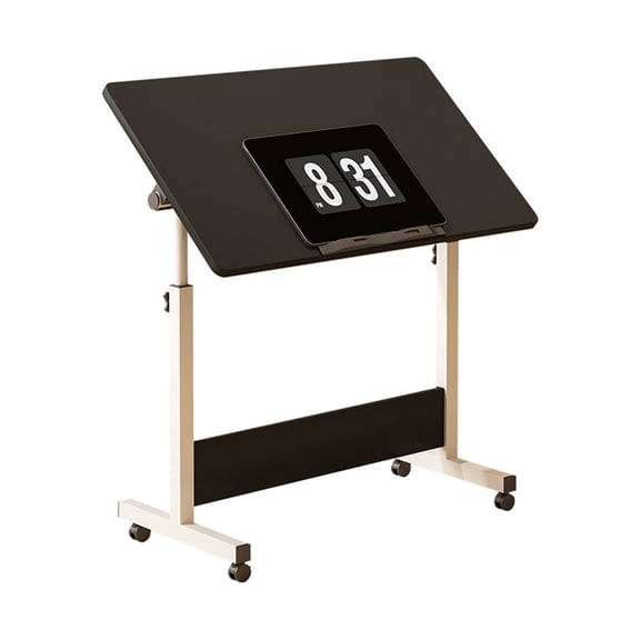 Standing Height Adjustable Computer Desk with Wheels Mobile Computer Table Sit Stand Up for Work Office Home, Ergonomic Rising Computer Table