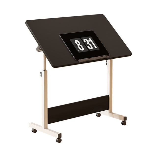 Bureau Debout Portable avec Hauteur Réglable de 26 Pouces-34 Pouces, Poste de Travail Informatique Roulant Pliable avec Roues Verrouillables pour Bureau à Domicile, Bricolage et Étude
