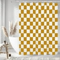 thumbnail image 2 of Aesthetic Checkerboard Grid Pattern Shower Curtain, White Yellow Modern Shower Curtain Sets Decoration 71x71 Inch with plastic hooks, 2 of 6