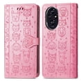 thumbnail image 2 of Funda Cartera FOXDOCK para Honor 200 Pro , Flip PU con Relieve de Gatos y Perros, Tarjetero y Soporte, 2 of 6