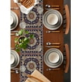 thumbnail image 2 of Navy Blue Boho Burlap-Cotton Table Runner 72 Inches Long,Contemporary Abstract Ethnic Vintage Geometric Farmhouse Table Runners,Outdoor Dining Tablecloths Decor for Baby Shower Party Wedding 16x72, 2 of 9