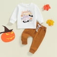 thumbnail image 4 of Hotiary Toddler Baby Boy Halloween Outfits Spooky Pumpkin Ghost Bat Long Sleeve Sweatshirt Pullover Tops Pants 2Pcs Set Infant Fall Winter Clothes for 0M-3T, 4 of 6