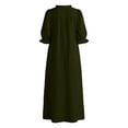 thumbnail image 5 of QUNYINEY Puff 3/4 Sleeve Womens Plus Size Dresses Long Casual Summer A Line Dress Vacation Solid V-Neck Loose Fit with Pockets Dresses, 5 of 7
