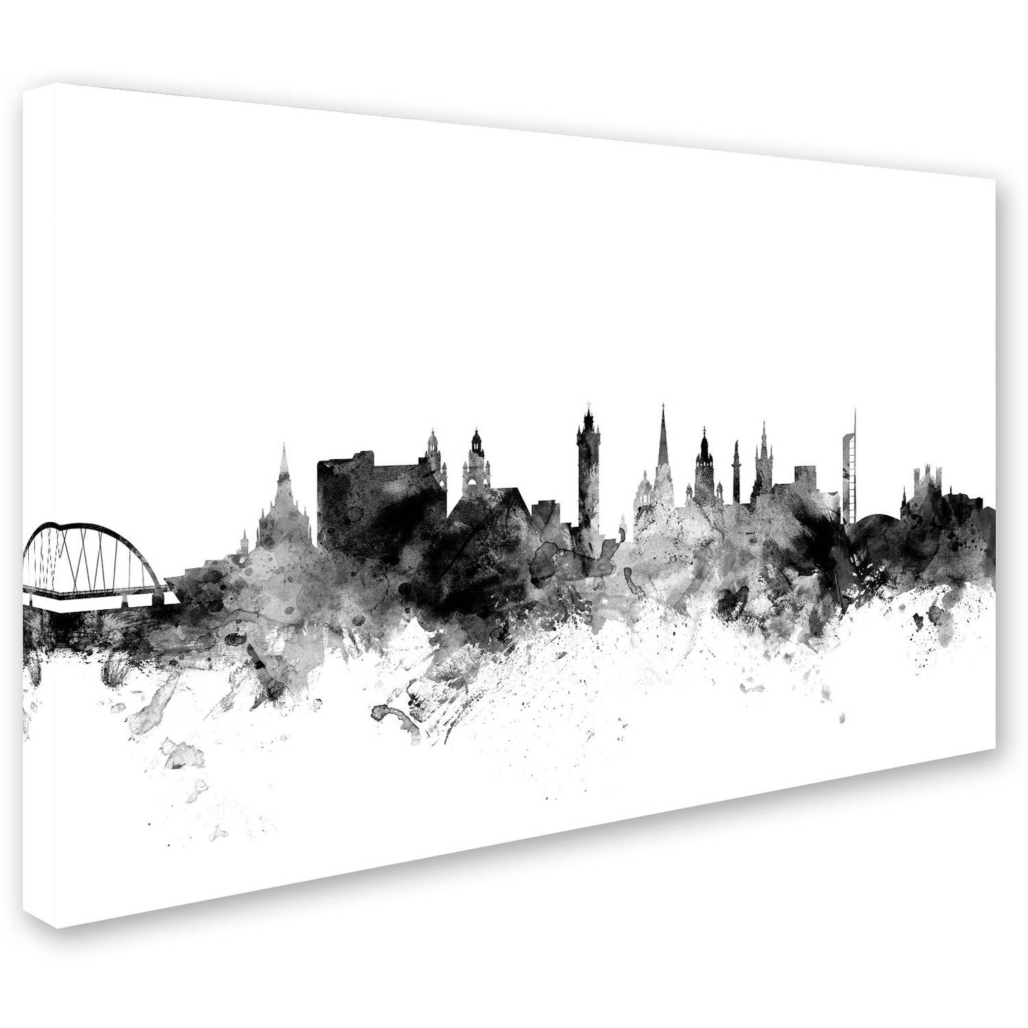 Trademark Fine Art "Glasgow Scotland Skyline B&W" Canvas Art by Michael Tompsett