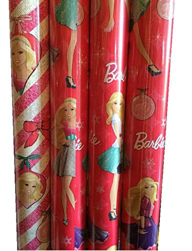 FT Mattel Barbie & Friends GIFT WRAP WRAPPING PAPER ROLL CHRISTMAS 80 SQ 
