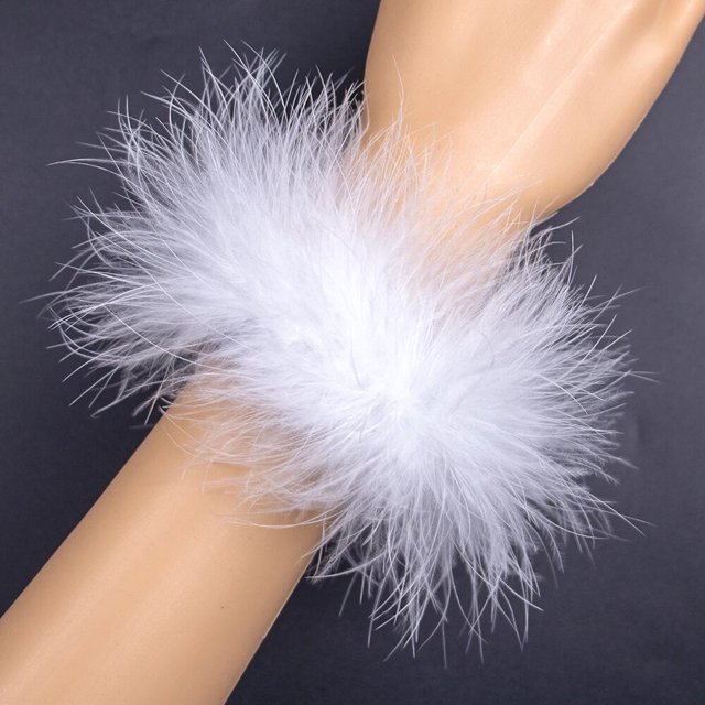 2 Pcs Bracelet Manchette à Plumes Blanches, Manchette Ajustable pour Femmes