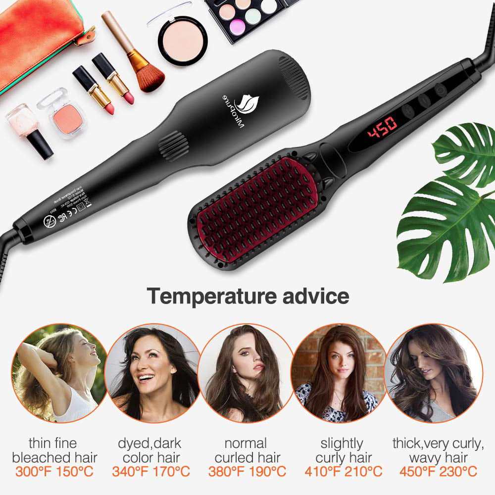 Miropure 2-in-1 Enhanced Hair Straightener Brush with Ionic Generator, 30s  Fast Even Heating for Straightening or Curling 