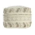 thumbnail image 4 of Ox Bay Seraphina Striped Handmade Wool Medium Square Pouf Ottoman, Taupe/Ivory, 18" x 18" x 14", 4 of 6