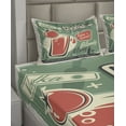 thumbnail image 2 of Ambesonne Retro Fitted & Top Sheet Set with Shams, Nostalgic Bar Poster, Green Red, 2 of 4