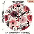 thumbnail image 3 of 2D Flat, 1pc Charming Boho-Chic Silent Wall Clock with Floral Heart Design - 10-inch Wooden, Non-Ticking Timepiece for Living Room, Bedroom, Office - Ideal Valentine's Day or Birthday Gift for Bes, 3 of 7