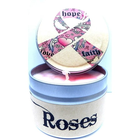 Hope Cancer Awareness (Rose Aroma) - 4oz All Natural Soy Candle Tin