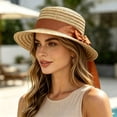 thumbnail image 6 of Women French Style Flat Top Bucket Hat For Summer Seaside Beach Casual Wear, Black, 6 of 7
