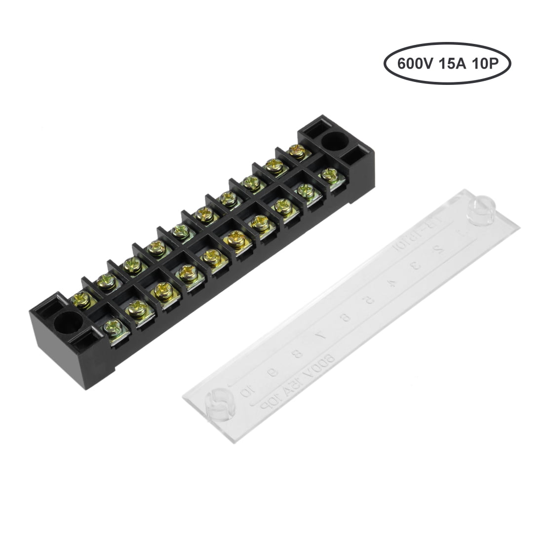 uxcell 5 Pcs 10 Positions Dual Rows 600V 15A Wire Barrier Block Terminal Strip TB-1510