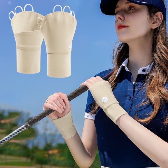 Cevemin 1 Pair UPF50 Fingerless Sunscreen Gloves - Breathable Mesh Non-Slip Grip with Elastic Strap for Fishing, Golf, Cycling, Driving, Hiking, Outdoor Sports