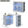 thumbnail image 6 of Aukfa Rolling Kitchen Island with Extended Table, LED Lights & Power Outlets,Gray & Blue, 6 of 7