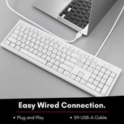Macally White 104 Key Full Size USB Keyboard with Number Pad and Shortcut Keys for Mac
