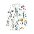 thumbnail image 4 of ALLLIST Holiday Tops for Women White Henley T-Shirts 3/4 Sleeve Casual Floral Shirts for Women, 4 of 5