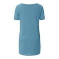 thumbnail image 3 of Blouses for Women Dressy Casual Fashion Plus Size Round Neckline Short Sleeve Crew Neck Refreshing Breathable Resistant Daily Blue T-Shirts Sizes L, 3 of 4