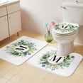 thumbnail image 4 of Letter M Bathroom Rugs Set Alphabet Green Eucalyptus Leaves Plant Simple Non Slip Absorbent Soft Bath Mats 3 Piece Set with Bathroom Rug, U-Shaped Floor Mat, Toilet Seat Cover Small Size, 4 of 9
