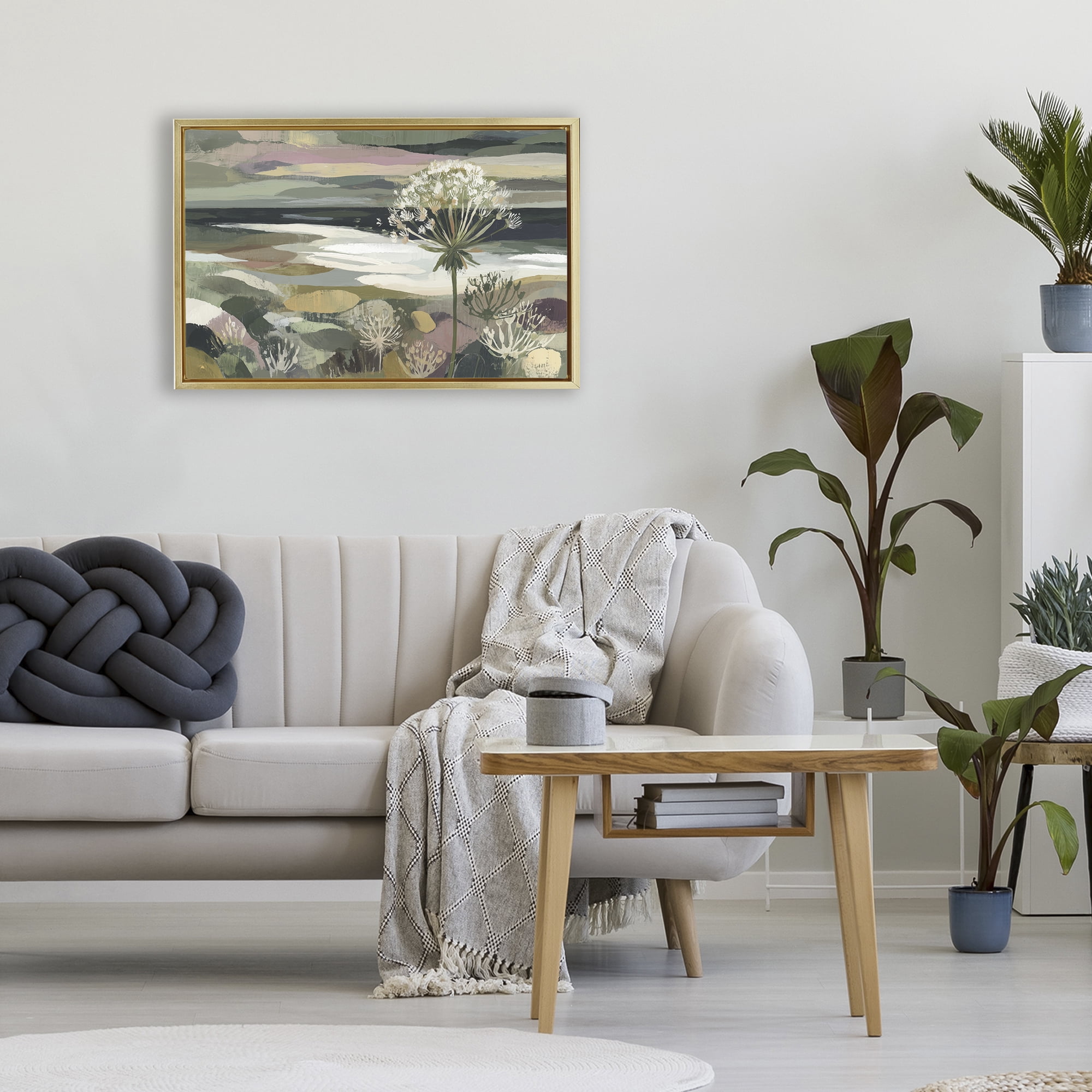 Stupell Industries Dandelion in Misty Meadow Gold Framed Floater Canvas Wall Art, design by Chromatic Storm Studio